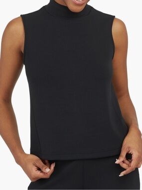 SPANX® AirEssentials Mock Neck Tank Spanx Large Slightly Cropped Black